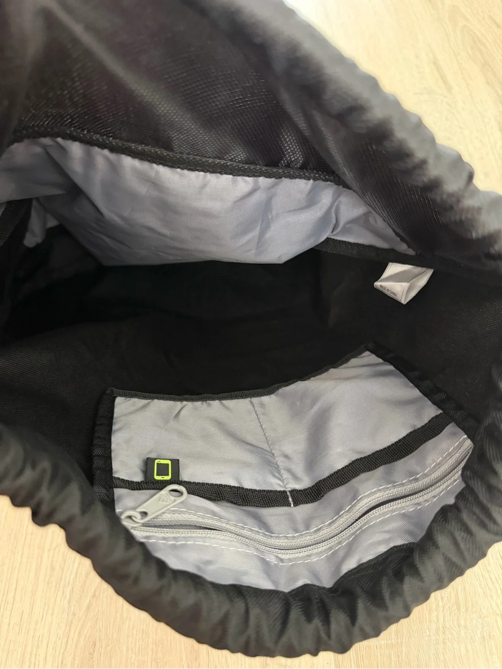 adidas Black Drawstring Gym Backpack with Gray Accents